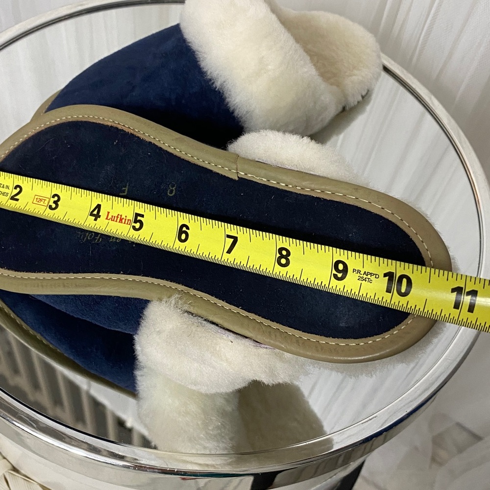 NWOT!! Cozy Women's Blue and White Wool/Suede Slippers Made in Canada 🇨🇦 - Picture 7 of 12